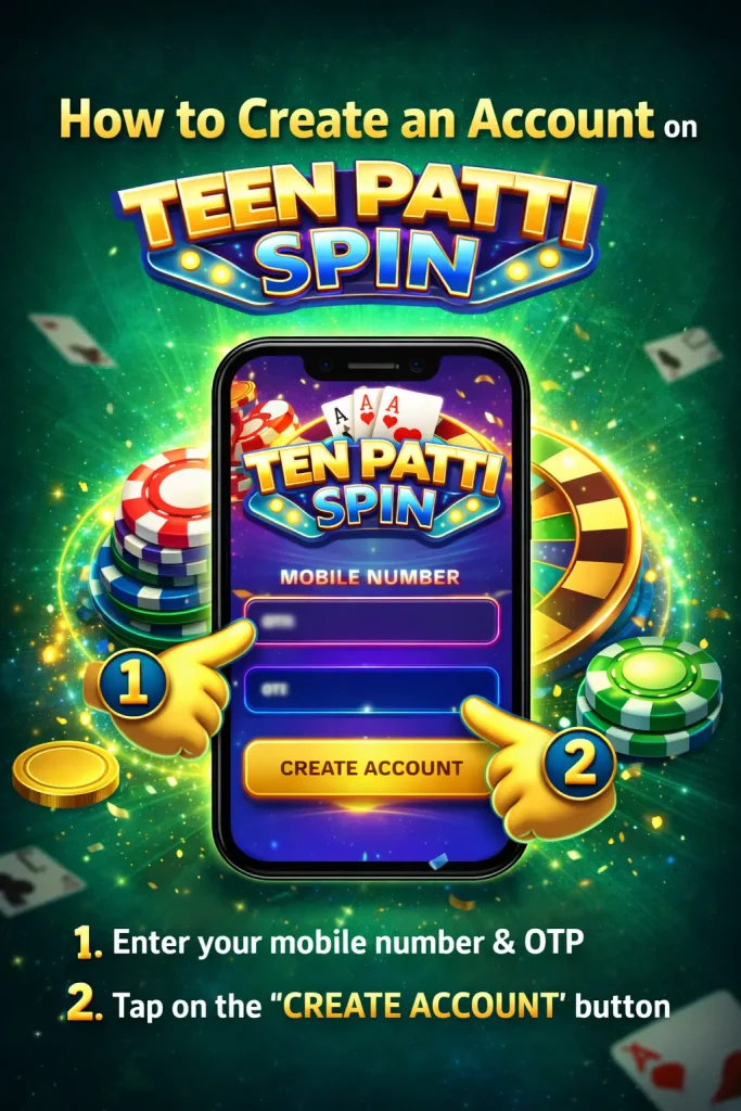 create account teen patti spin app