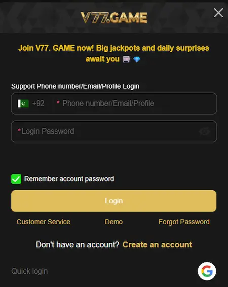 V77 Game Login